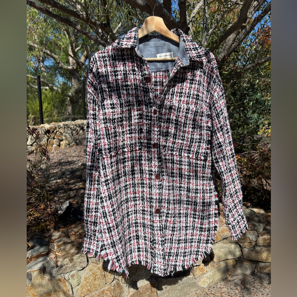 Faith Connexion Checked Tweed Oversized Shirt